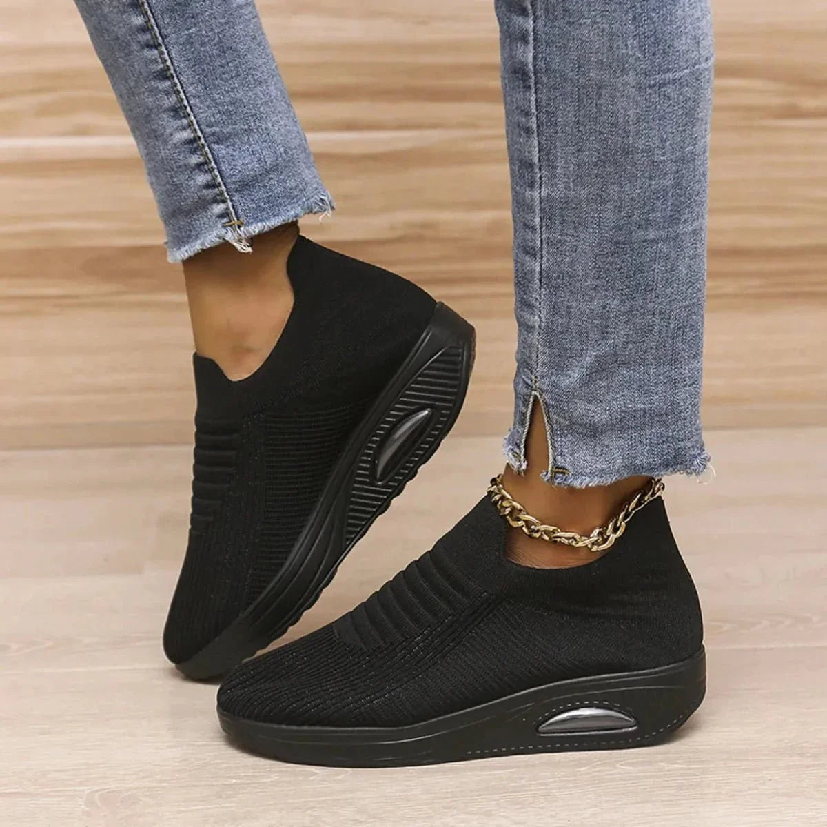 Breathable Mesh Wedge Sneakers - VILLA FASHION
